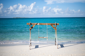 Swing near the caribbean beach, the bahamas