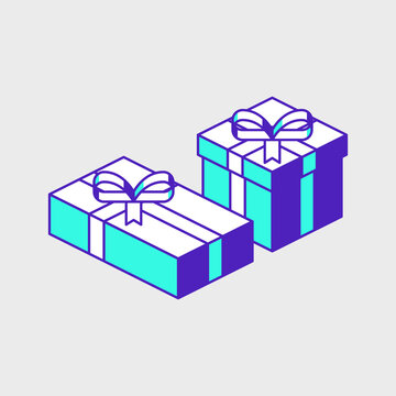 Christmas gifts presents isometric vector icon illustration