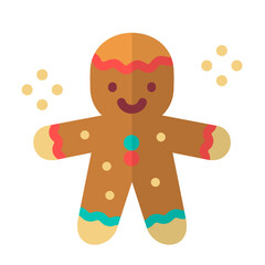 gingerbread man cookies flat icon illustration