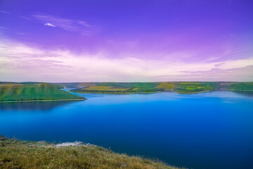 Fototapeta na wymiar Bakota - Panoramic view of the beautiful coast of the Dniester River.