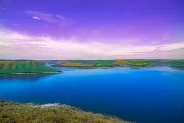 Foto op Canvas Bakota - Panoramic view of the beautiful coast of the Dniester River. © chebonenko