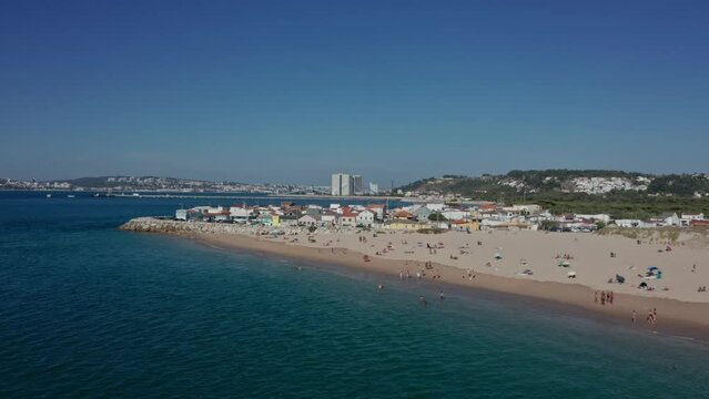 Drone flying over cova do vapor near Lisbon