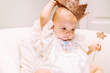 cute little baby princess with a crown on his head