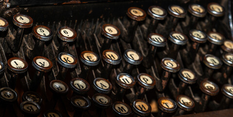 Detail of typewriter keys of the past