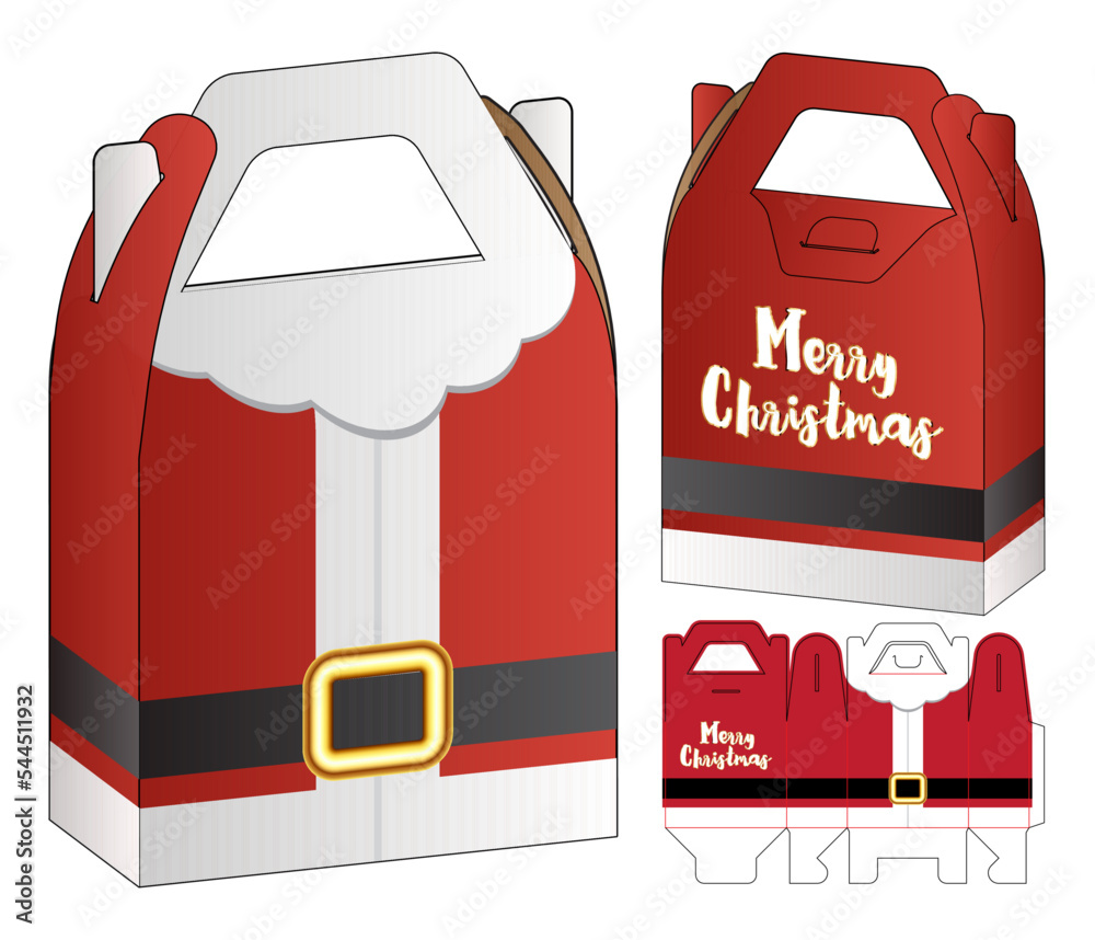 Wall mural santa claus christmas box packaging template.