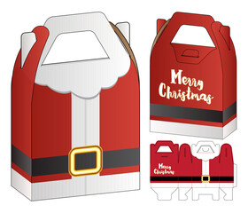 Santa Claus Christmas Box packaging template. 