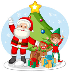 Cute Christmas characters icon isolated