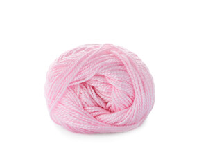 Soft pink woolen yarn isolated on white