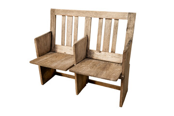 Twin chairs made of old wood, vintage style.