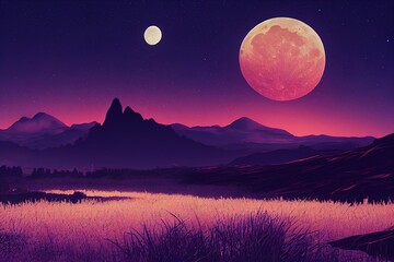 natural scenery at night moon