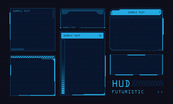 Hud Frames Futuristic Text Box Border Frame Scifi Digital Screen Hologram Panel Vector