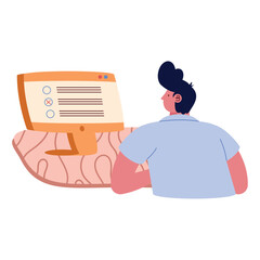 man using desktop computer