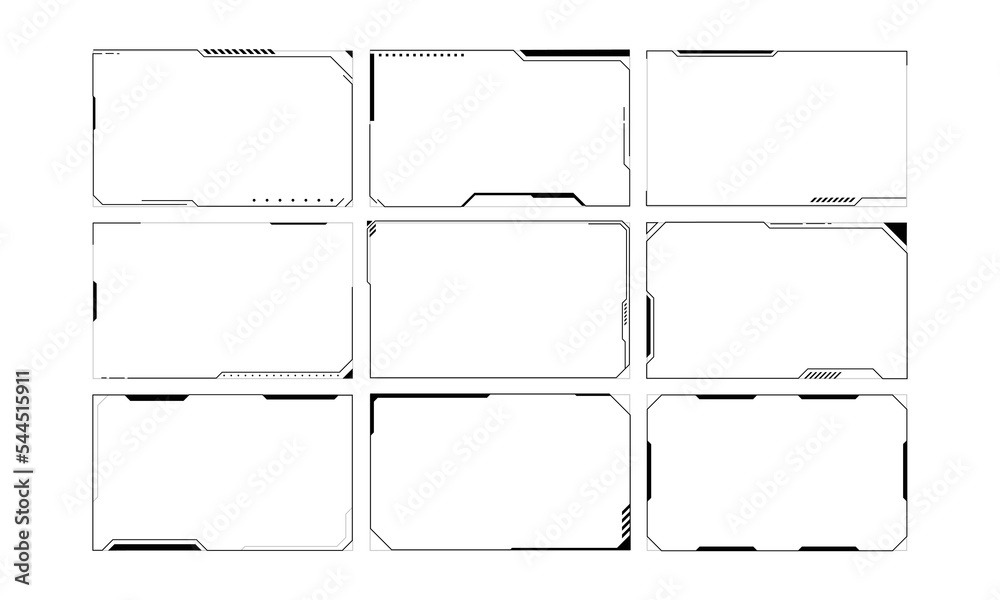 Wall mural hud frame futuristic game target borders scifi empty banners for text