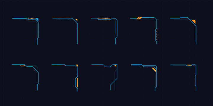 Hud border decorative lines frame set