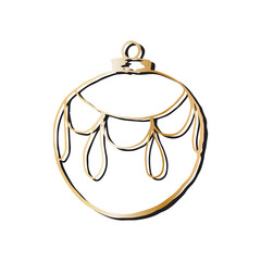 Christmas ball hand drawing. Vector minimalist linear illustration. New Year and Merry Christmas design element isolated on a white backgroud.
