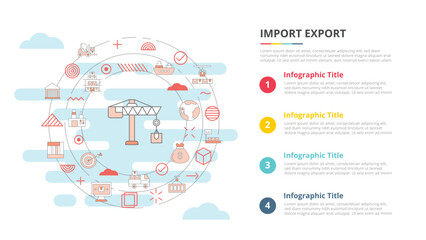 import and export concept for infographic template banner with four point list information