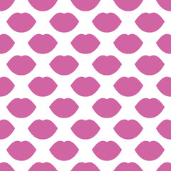Lilac lips. Seamless vector pattern. Texture illustration on a white background. Fashion background. Trendy for modern designs, prints, textiles, fabrics, wallpaper, wrapping, paper, and banners.