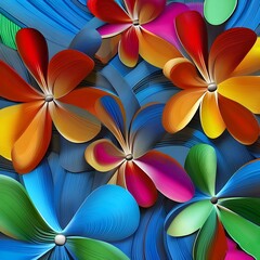 
Floral trendy abstract background with 3d paper flowers. Spectacular pastel template of flower designs with leaves and petals. Natural blossom artwork features with multicolor and shapes. Digital art