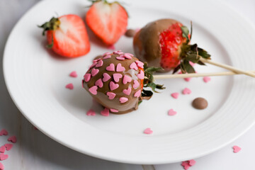chocolate cake with strawberries