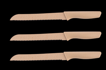 Set knife on a black background