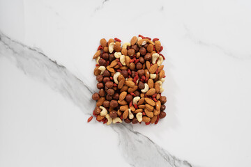 nut mixture on a light background