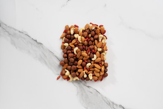 nut mixture on a light background
