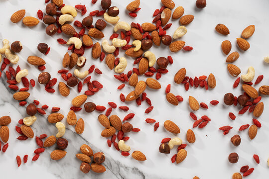 nut mixture on a light background