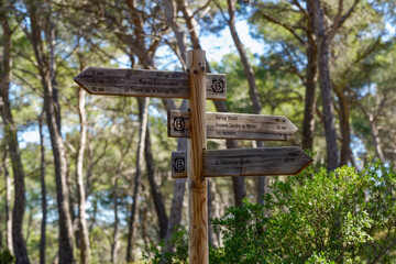 Panneaux indiquant les directions de différents sites en Provence