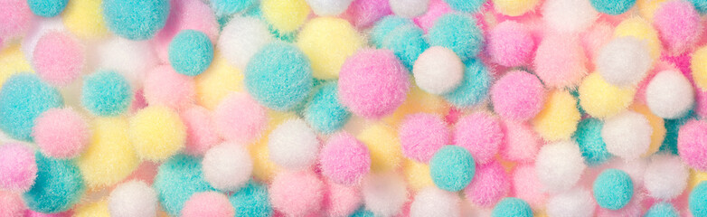カラフルなコットンボールによる背景テクスチャー