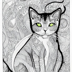 cat made in mandala, intricate details