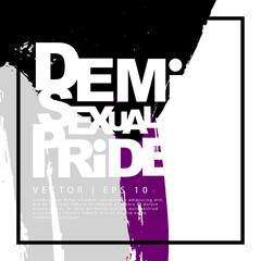 The flag of demisexual pride. Abstract background of black, white, purple and gray brush strokes drawn by hand. Limited sexual attraction.