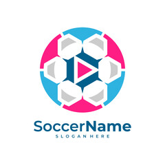 Play Soccer logo template, Football logo design vector