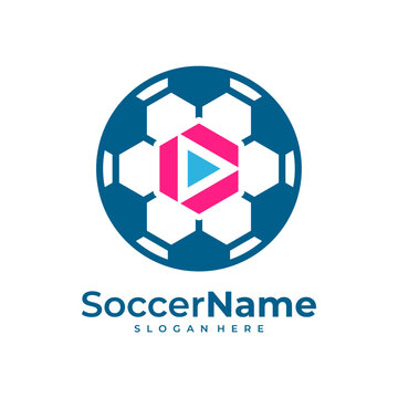 Play Soccer logo template, Football logo design vector