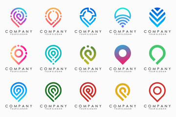 pin map location logo icon set.