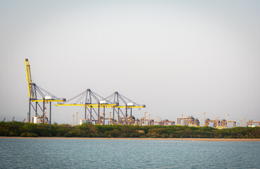 Obraz premium cargo port and container transportation system