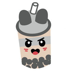 cute boba childish hand drawn vector element