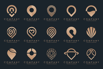 creative pin map location logo icon set.