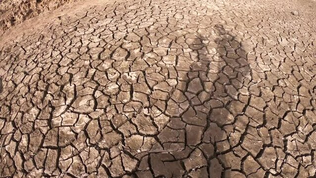 walking on a river with drought.
global warming is a fact.