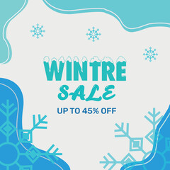 Flat winter sale promotion design.