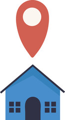 House with pin location. Real estate and point marker. Home delivery. GPS navigation.