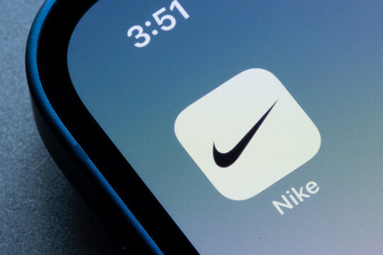 Portland, OR, USA - Nov 8, 2022: Nike app icon is seen on an iPhone. Nike, Inc. designs, develops, manufactures, and markets footwear, apparel, equipment, and related services.