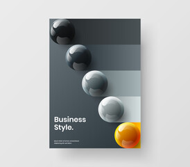 Minimalistic placard design vector template. Original 3D balls booklet concept.