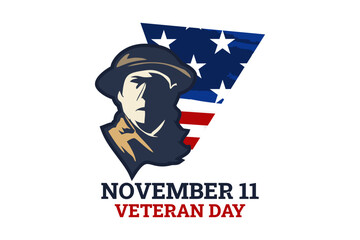 November 11, Happy Veteran Day.  
Public holidays in the United States Vector Illustration. Suitable for greeting card, poster and banner.