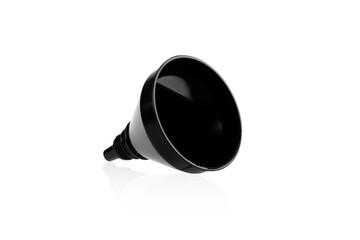 Black Plastic funnel isolated on white background with clipping path.