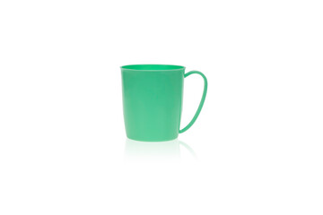 Plastic green cup isolated on white background with clipping path.