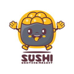 sushi cartoon mascot. japanese food vector illustration