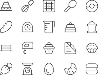 Bakery line icons set.