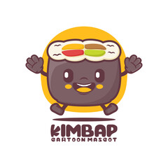 kimbap cartoon mascot. korean food vector illustration