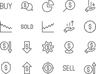 Trading line icons set.