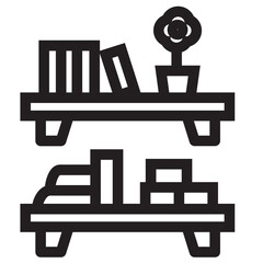 books furniture interior shelves icon